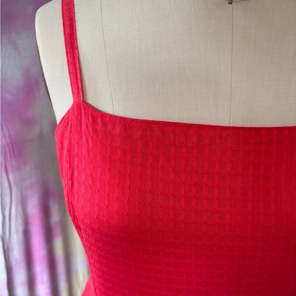 GAP Watermelon Red Midi Dress Cottagecore Size 10 - Picture 3 of 7